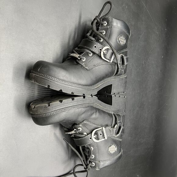 Harley Davidson Womens Size 6M Tegan Lace Up Leather Boots D84424 Black - Picture 12 of 15